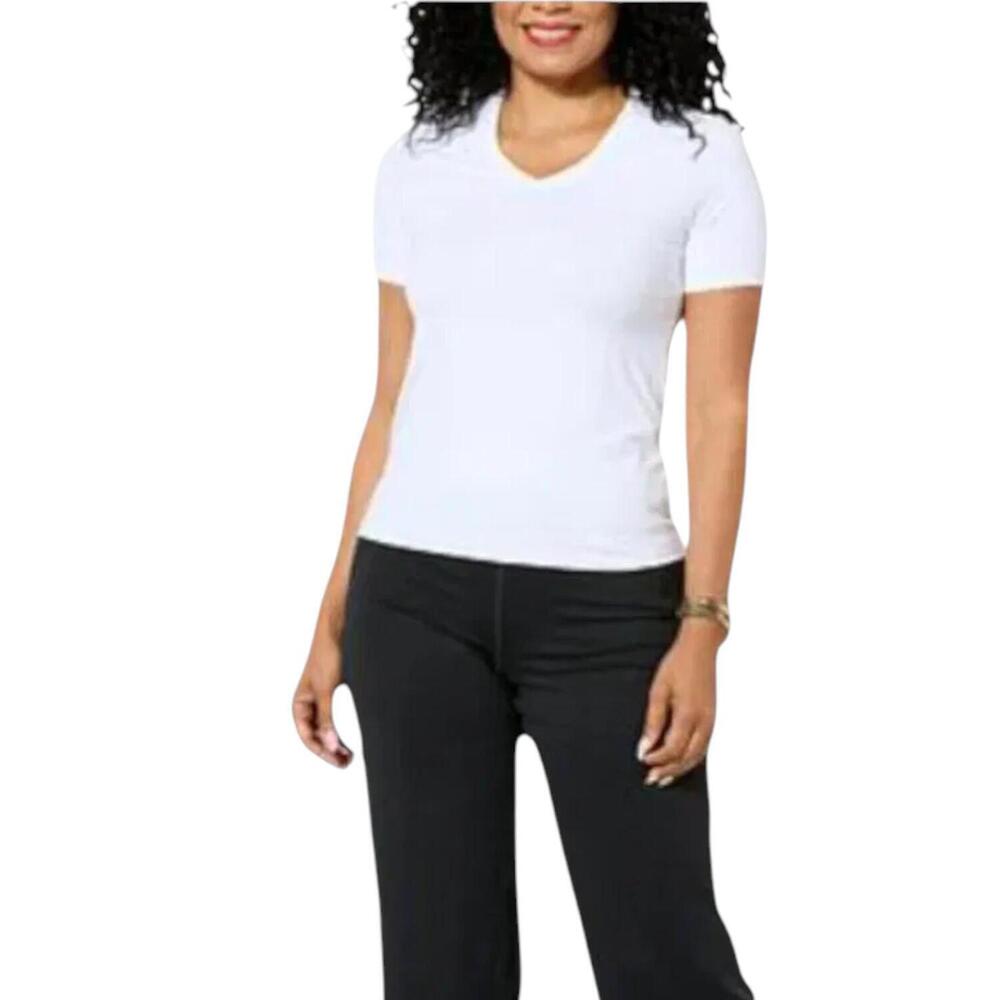 Joy Collection Women's Performance V Neck Tee w/Headband White - Regular